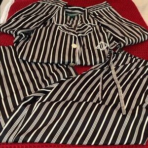 Ralph Lauren Black and White Striped Pajama Set
